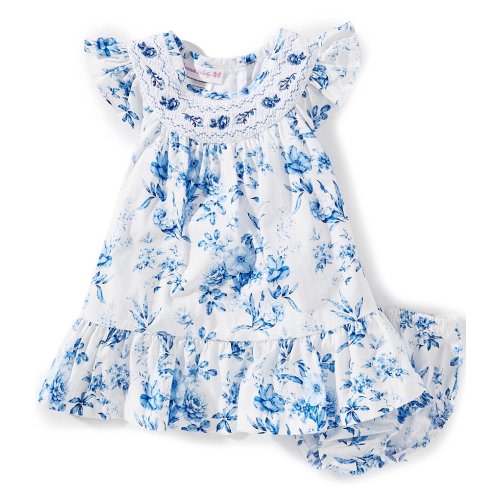Bonnie Jean Baby Girls Flutter-Sleeve Toile-Print Flounced-Hem Dress