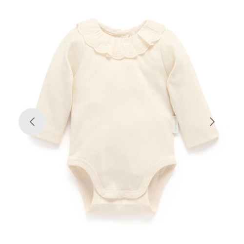 White Ruffle Pointelle Bodysuit - Baby Bodysuits - Purebaby