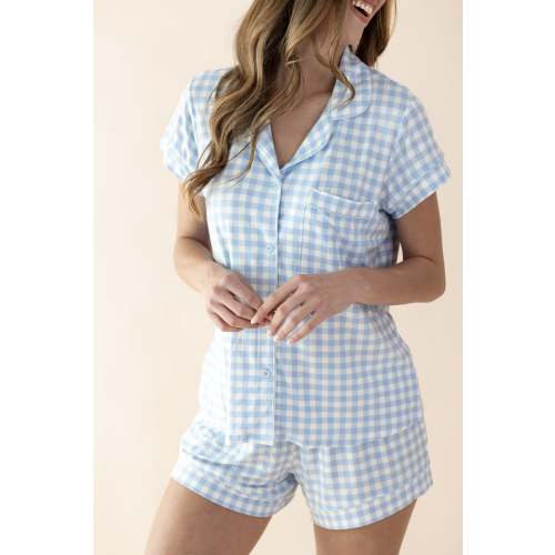 Women's Short Sleeve Pajama Set in Gingham Breeze