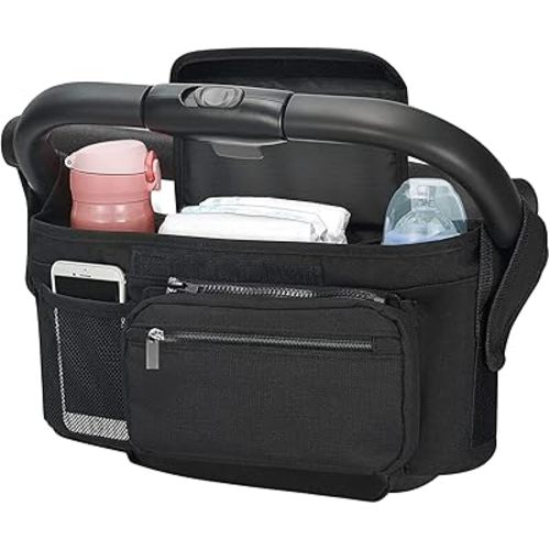Baby Pram Caddy Organizer – Universal Stroller Storage Bag for Parents