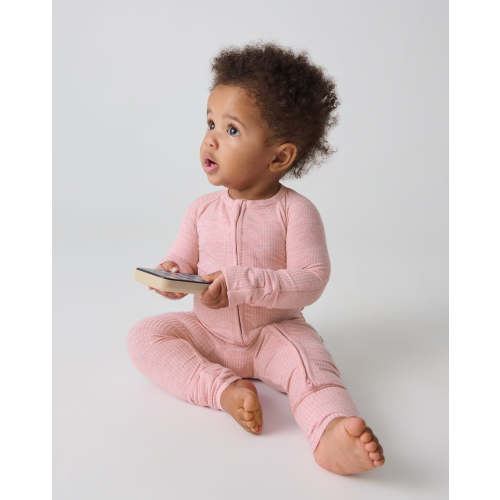 Heather Mauve Ribbed Zippy - Little Sleepies