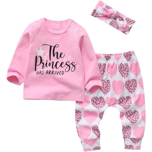KuKitty 3Pcs Baby Girl Outfits Set Long Sleeve T-Shirt Tops Flowers Pants with Headband