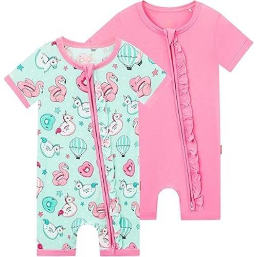 Bamboo Viscose Baby Girl Romper Infant Short Sleeve Zipper Baby Jumpsuit