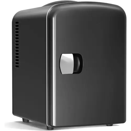 Antarctic Star 4L/6 Can Portable Mini Fridge,Personal Compact Refrigerator,Small Cooler for Food,Drinks or Skin Care, AC/DC for Bedroom, Car, Office & Dorm, Black