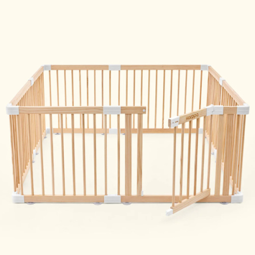HARPPA Wooden Baby Gate Playpen | Non-Toxic Foldable DIY Adjustable Play Yard for Infants & Toddlers – Natural Finish Baby Fence for Small & Large Spaces