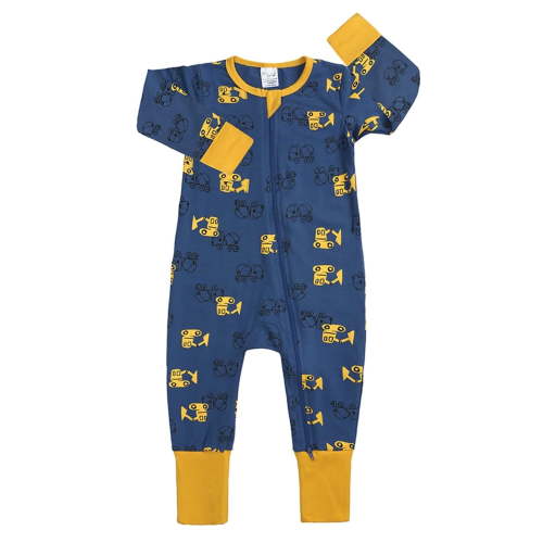 ATAIKU Baby Boys 2 Way Zipper Footless Pajamas Cotton Long Sleeve Footed Romper with Mittens Sleep 'N Play