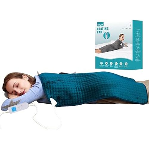 Ruqiji 17''x33'' XXXL King Size Heating Pad with 10 Temperature Settings, Pain Relief for Back/Neck/Shoulders/Menstrual Pain/Leg Cramp Christmas Gifts for Women Men Mom Dad(Dark Teal)