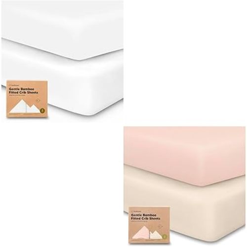 KeaBabies 2-Pack Bamboo Viscose Crib Sheets for Boys, Girls and 2-Pack Jersey Fitted Crib Sheet - Organic Baby Crib Sheets Neutral, Crib Mattress Sheet, Toddler Bed Sheets, Baby Sheets for Crib
