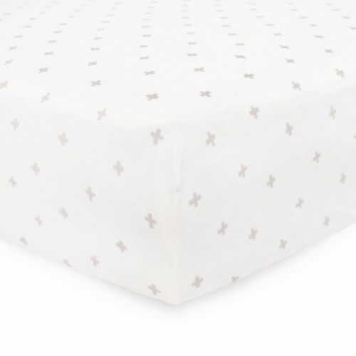 Little Unicorn Stretch Knit Crib Sheet - Gray Cross