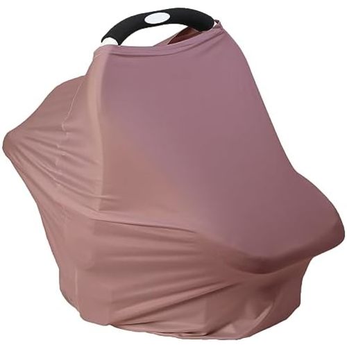 Breathable Car Seat Cover for Babies – Multi-Purpose Soft Rayon Nursing Cover for Breastfeeding, High Stretchy Infant Carseat Canopy, Stroller Cover (Smooth Rayon, Blush)
