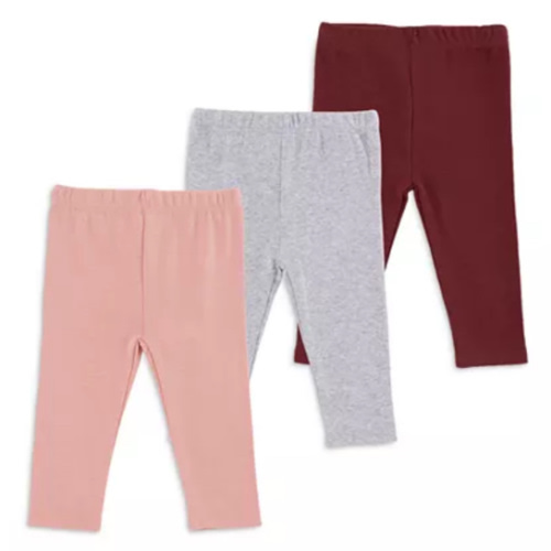 Girls' Knit Cotton Leggings, 3 Pack - Baby