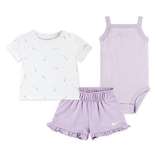 Newborn Baby Girls Nike Essentials Bodysuit T-Shirt & Shorts 3-Piece Set