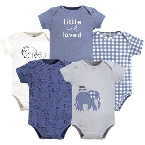 Touched by Nature Boys Organic Cotton Bodysuits, Blue Peanut
