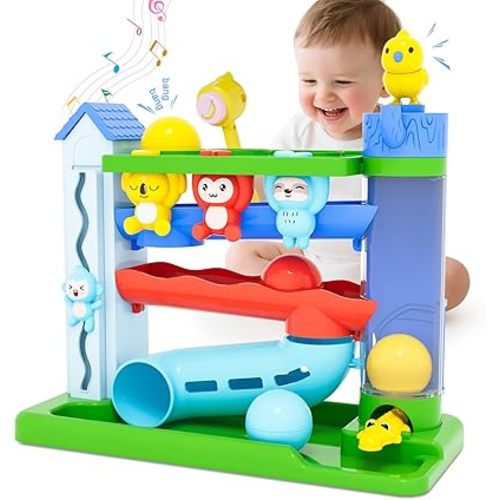 Musical Toy for 1-2 Year Old Boys,Educational Baby Toys 12-18 Months,Ball Drop Toy with English & Spanish,Fine Motor Toys for Toddlers 1-3,Birthday Gift for 1+ Year Old Boy (Blue)
