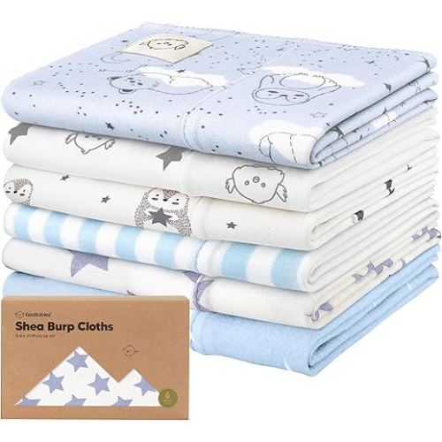 Organic Burp Cloths Baby Boy, Girl, 6-Pack Large Burping Cloths (Constellation) | 100% Cotton Burp Clothes for Babies, Newborns Spit Up Rags, Super Soft, Absorbent Towels, Gender Neutral, Machine Washable