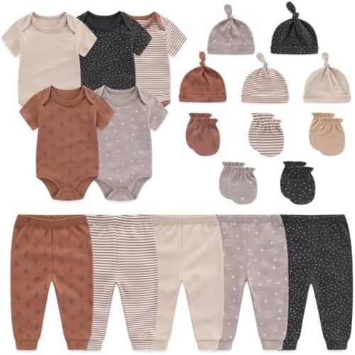 JELYLOVE 20 Pack Baby Boy Girl Bodysuits Sets New born Clothes Essentials