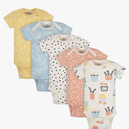 Grow by Gerber baby-girls 5-pack Short-sleeve Onesies Bodysuits