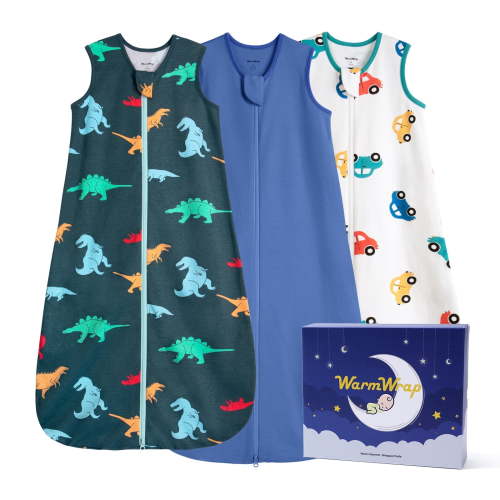 Baby Sleep Sack 0-6 Months 0.5 TOG Lightweight Summer 100% Cotton Breathable Wearable Blanket with 2-Way Zipper, 3 Pack