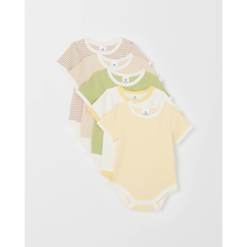 Baby Organic Cotton 5 Pack Ringer Rib Bodysuits