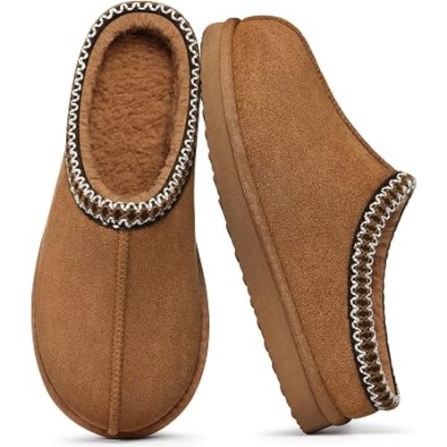 Memory Foam Fuzzy Slippers for Women House Shoes Indoor Outdoor | Cozy and Warm, Faux Suede, Non-slip Hard Bottom, Supportive, Cushioned, Slip On, Winter, Machine Washable, Style, Classic