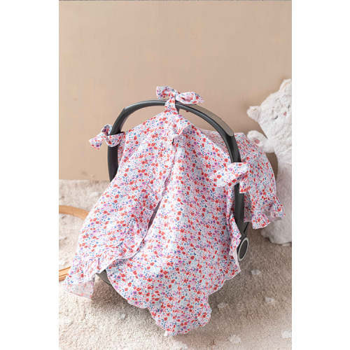 Baby Car Seat Cover - Tiny Flowers / Red