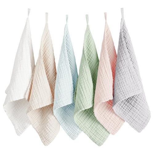 Konssy 6 Pack Face Cloths, Soft Wash Cloth for Washing Face, Cotton Face Towels for Sensitive Skin Women Facial Makeup Remover Reusable Absorbent Washcloths （11 x 11 Inch）
