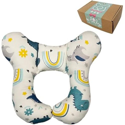 Baby Neck Pillows, Comfortable Baby Travel Head Neck Support Pillow for Car Seat Stroller Pushchair, Soft PP Cotton Travel Pillow for 0-2 Years Old Toddler Infant Newborn, Dinosaur