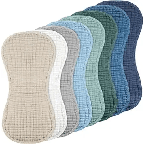 Frienda 8 Pack Muslin Burp Cloths for Baby Large 20 x 10 Inch Cotton Burp Rags for Spit up Drool Absorbent Soft Multicolor Wash Cloths Diapers for Newborn Girl Boy Essential Shower Gift(Cool Colors)