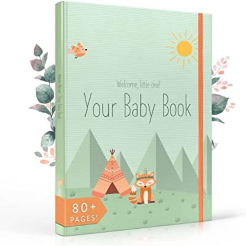 Kwii&Kwii - First-Year Baby Memory Book - Woodland Animals Theme - 80 Pages - Keepsake Album for Boys and Girls