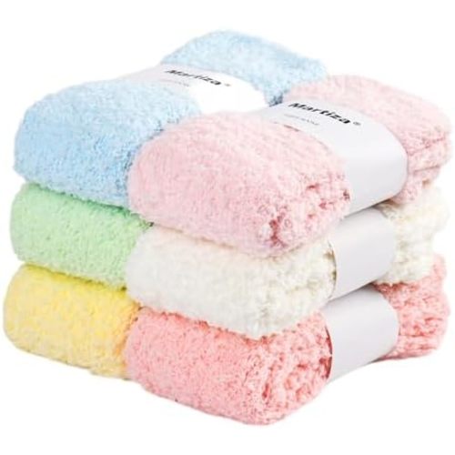 MARTIZA Womens Fuzzy Socks,6 Pairs Cozy Plush Fluffy Slipper Warm Soft Sleep Socks for Womens Mens Mother's Day Gifts.
