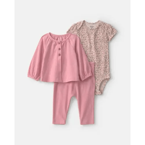 Baby Girl 3-Piece Floral Layering Set - Pink | Carter's
