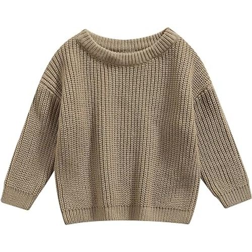 Karwuiio Toddler Baby Girl Boy Knit Sweater Round Neck Long Sleeve Pullover Sweatshirt Fall Winter Clothes