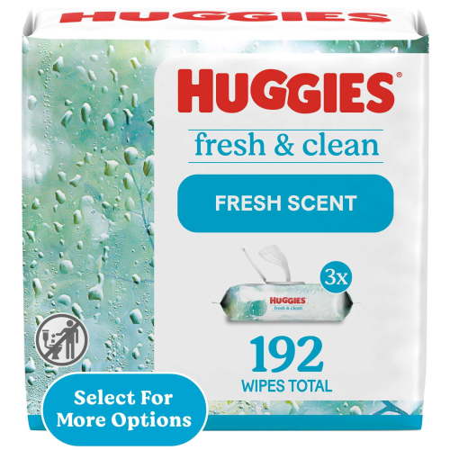 Huggies Simply Clean Fresh Scent Wipes, 3 Flip-Top Packs, 192 Total Ct