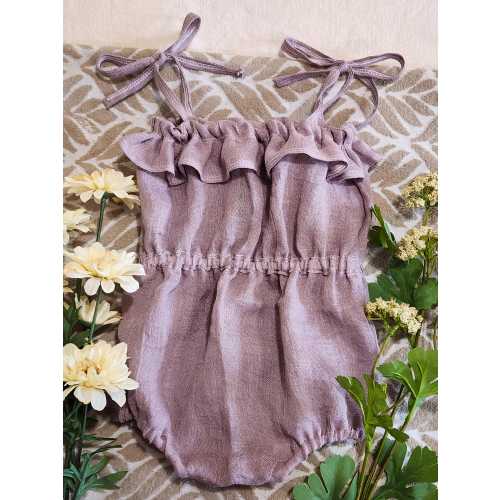 Mauve Linen Baby Romper | Summer Baby Outfit