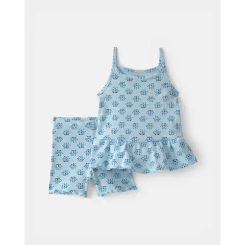 Baby Girl 2-Piece Floral Top & Short Set - Blue | Carter's