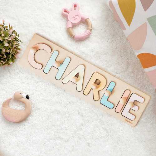 Personalized Baby Name Puzzle, Baby Shower Gift, 1st Birthday Gift, Custom Name Puzzle, Wooden Montessori Toy, Toddler Nursery Kids Decor