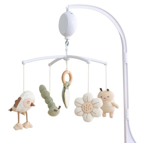 Crib Mobile 35 Lullaby Music, Cotton Baby Mobiles for Cribs & Pack N Play, Easy to Install, Stuffed Animals Hanging Toys Newborn Boys & Girls, Star Nursery Decor