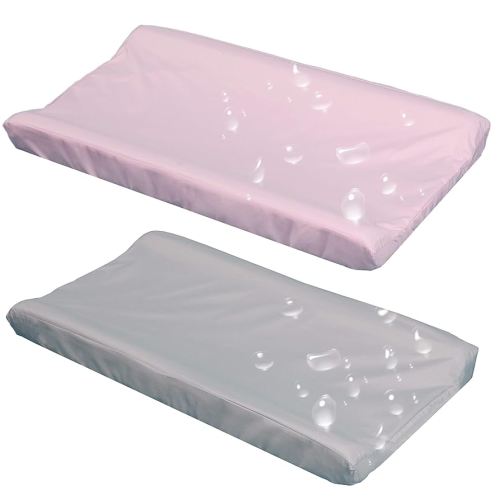 Belsden 2 Pack Waterproof Changing Pad Cover, Soft Microfiber Diaper Change Table Sheets for Baby Boys and Girls, Fit 32" x 16" Changing Pad, Machine Washable Durable, Pink & Light Grey