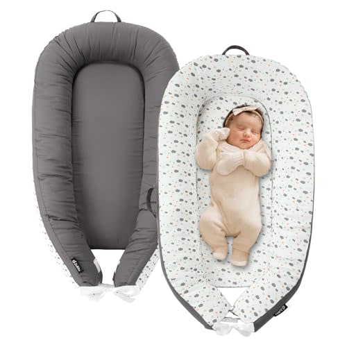 JOLLITO Baby Nest Cover for Baby Girls & Boys, Infant Lounger, Newborn Essentials for Baby 0-12 Months, 100% Cotton Breathable, Portable Travel, Babies Essentials Gifts