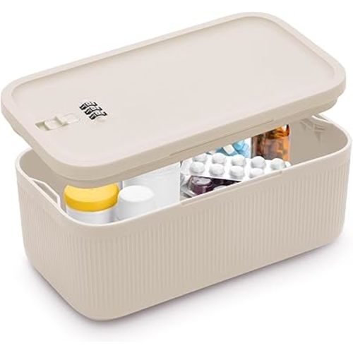 Lockable Storage Box, Small Lock Box with Combination Code for Phone/Medicine Safe/Food Home/Refrigerator/Office/Personal Items/Travel/Gift,9.25 x 5.04 x 3.62’’