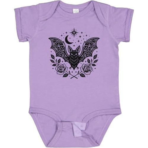 inktastic Gothic Bat with Moon and Roses Baby Bodysuit