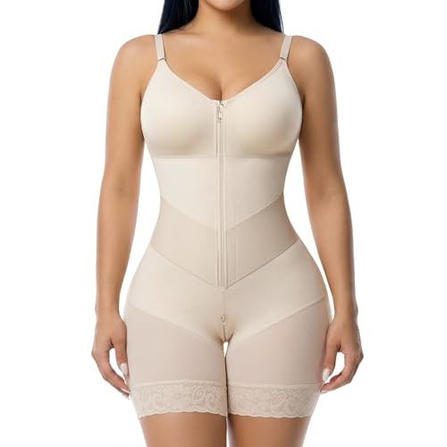 YIANNA Fajas Colombianas Moldeadoras Shapewear for Women Full Body Shaper | V-Shaped Faja Body Shaper, Waist Trainer Corset,Plus Size, Zipper Crotch,Daily Body Sculpting, Postpartum & Post-surgery