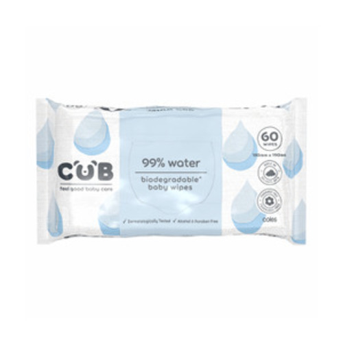 CUB Biodegradable Water Wipes | 60 Pack