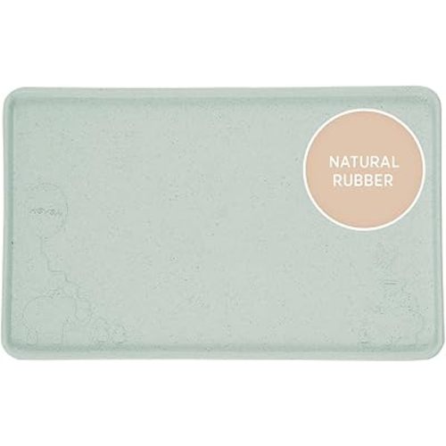 HEVEA Natural Rubber Kids Placemat - Alternative to Silicone and Plastic with Upcycled Material, Safe for Children with Fun Animal Designs and Practical Features (Mint)