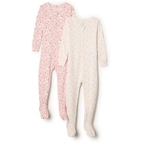 Amazon Essentials x Sofia Grainge Unisex Toddlers and Babies' Snug-Fit Cotton Footed Pajamas, Pack of 2