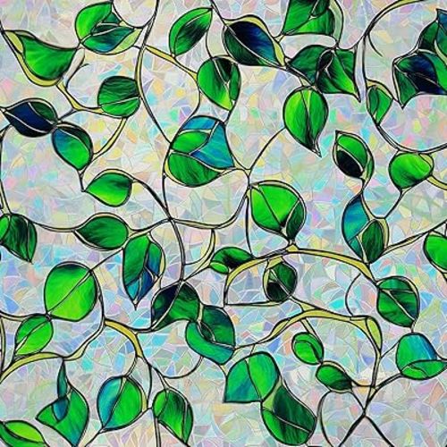 SOMWISE Rainbow Window Privacy Film,Heat Control,UV Blocking,Anti-Glare,Day & Night Privacy Protection & Decoration for Home, Bathroom,Glass Door,Static Cling,Renter-Friendly with Installation Tools