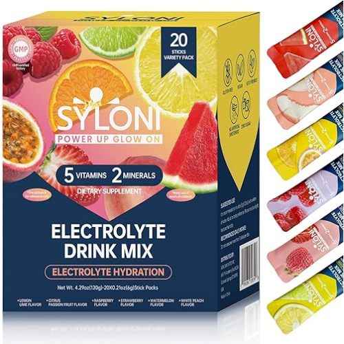 Electrolytes Powder Packets, Trial Variety Pack(20 Sticks), Sugar Free Hydration Packets Electrolyte Drink Mix with 7 Vitamins and Electrolytes, Keto Friendly, Vegan, Gluten Free