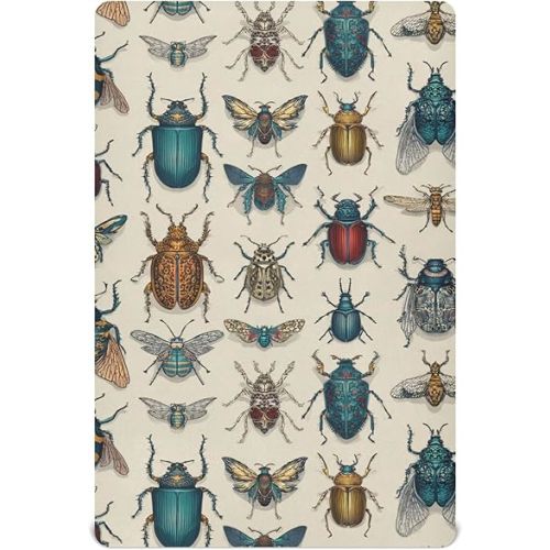 Cartoon Bugs Insect Bettles Crib Sheets Soft Breathable Fitted Baby Crib Sheets Mattress Cover for Girls Boys, 52" x 28" x 9"