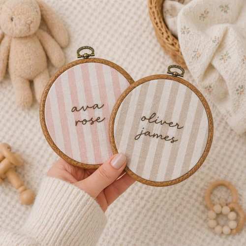 Personalized Baby Name Announcement Sign,Custom Nursery Name Sign,Baby Announcement Decor,Handmade Nursery Wall Art,Gingham Nursery Decor