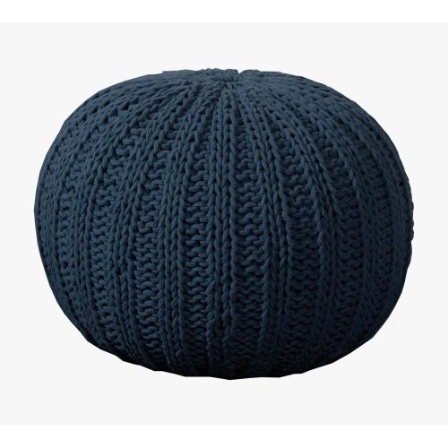 Handknit Cotton Sweater Pouf - midnight blue